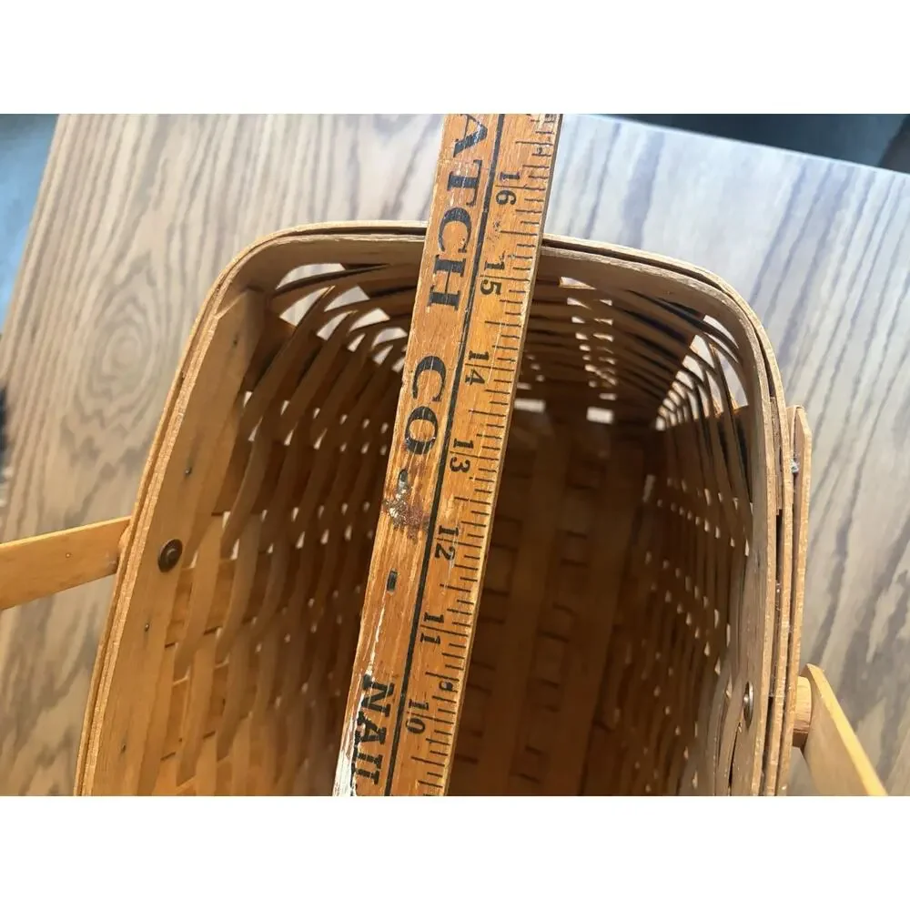 Vintage 1993 Longaberger Large Market Basket Magazine Basket With Handles Signed